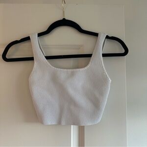 Babaton White Ribbed Crop Top